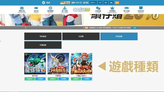 選擇想玩的遊戲種類